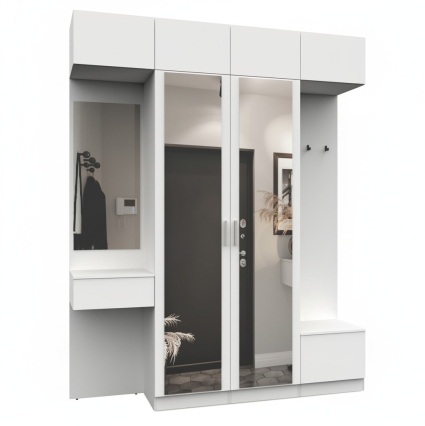 Набор мебели для прихожей "Марсель-209" МР 01-209 В2490 Ш2000 Г420 (ЛДСП Белый премиум)